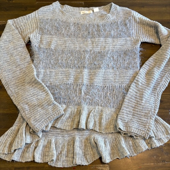 Sleeping on Snow Anthropologie Nuvola Sweater Womens M Wool Blend Ruffle Eyelash - Picture 4 of 11